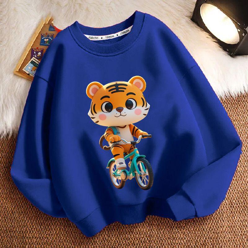 Милое худи с тигрёнком для детей, повседневный топ для мальчиков и девочек на весну и осень