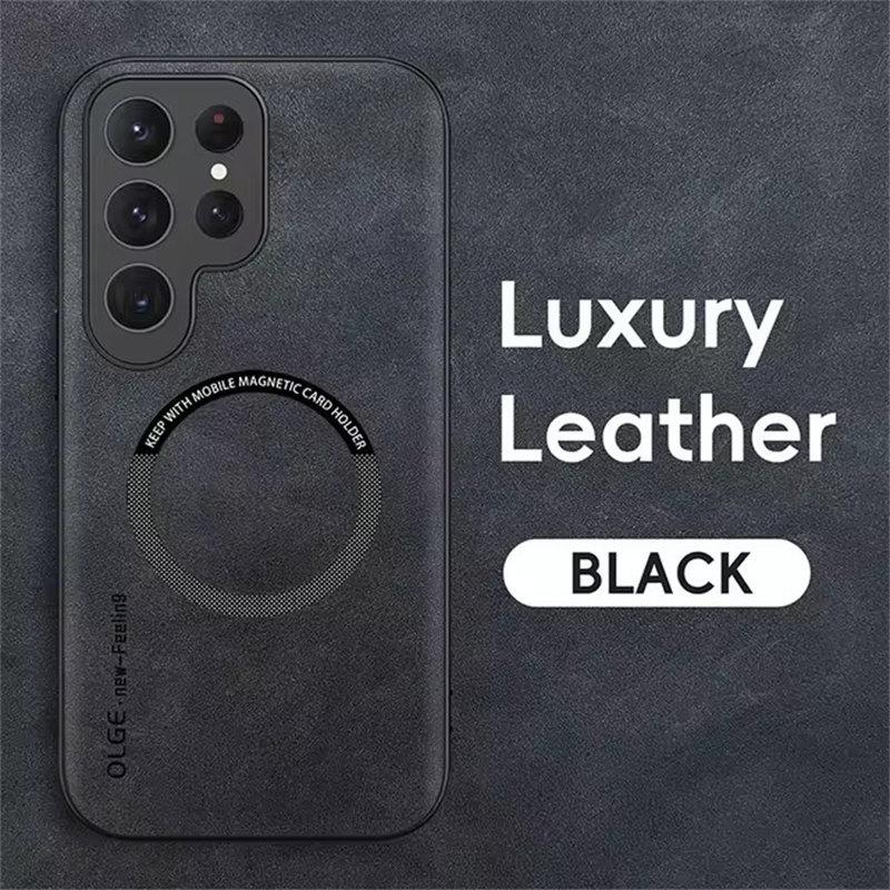 Luxury Leather Magnetic Case for Samsung Galaxy S20 S21 S24 S23 S22 Ultra FE Note10 Note20 Plus Magsafe Wireless Charge Cover