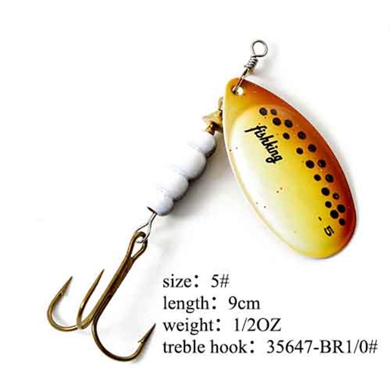 Рыболовная приманка FISH KING Spinner Bait, 1 шт., жесткая приманка для окуня, ложка с тройным крючком, снасти высокого качества