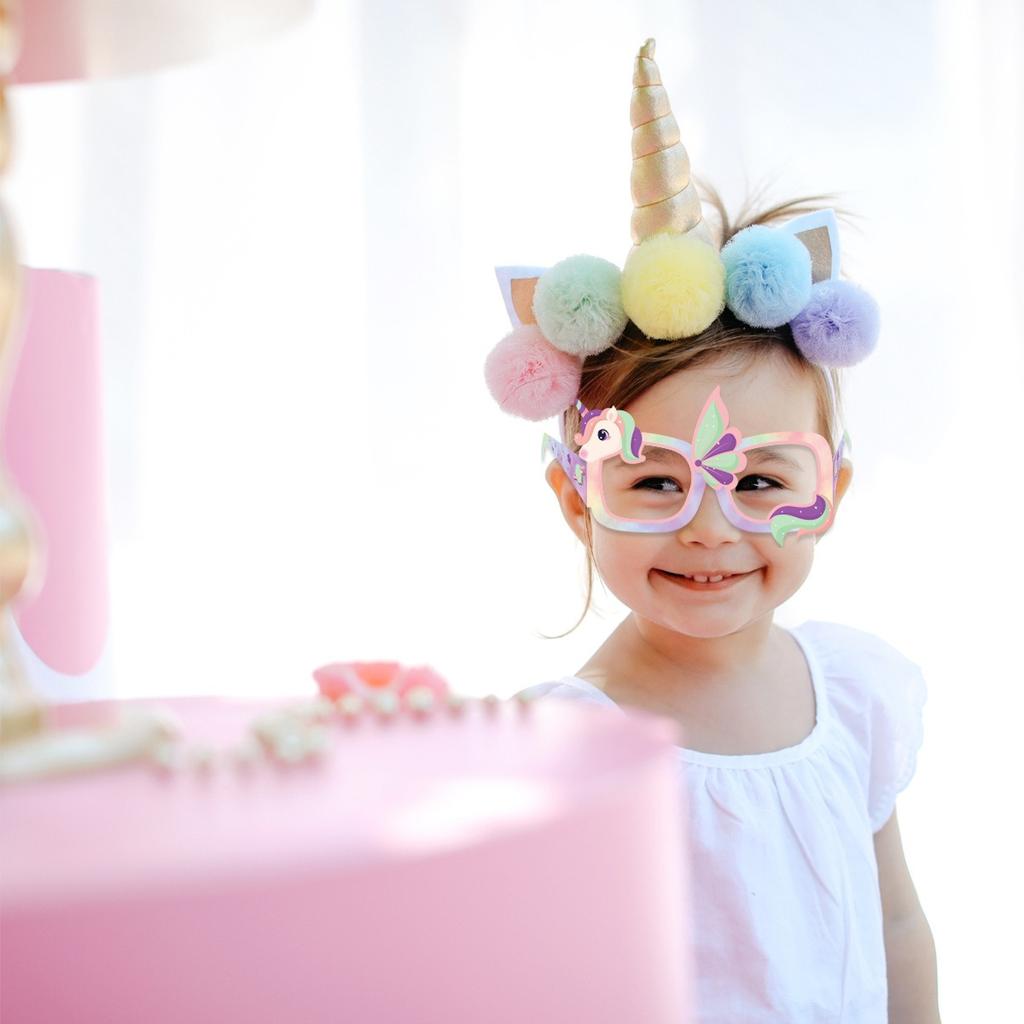 Unicorn Party Decoration Paper Glasses Rainbow Unicorn Theme Photo Props Happy Girls Unicornio 1st 2nd 3rd Birthday Party Decor