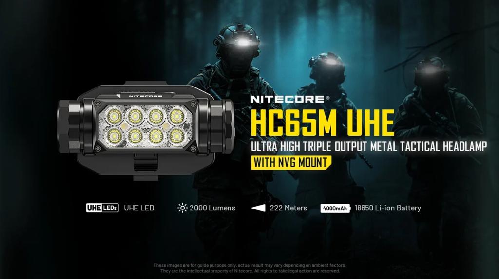 NiteCore HC65 UHE 2000 Lumens USB-C Rechargeable Headlamp Headlight---Black