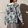 Women's Fashion Irregular Geometric Print Long Sleeve Pocket Loose Zipper Hooded Hoodie Jacket