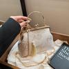 Женская винтажная вечерняя сумочка с кисточкой, замком-поцелуем, клатч с верхней ручкой, сумка на цепочке, сумки через плечо, женская вечерняя сумочка для свадьбы, выпускного вечера