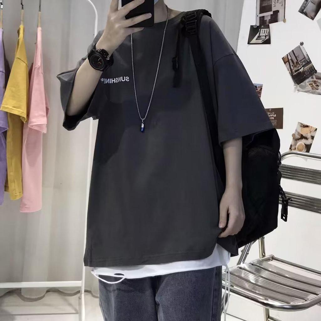 Trendy Oversized American-Style Men's Printed T-Shirt - Short-Sleeve Summer Top