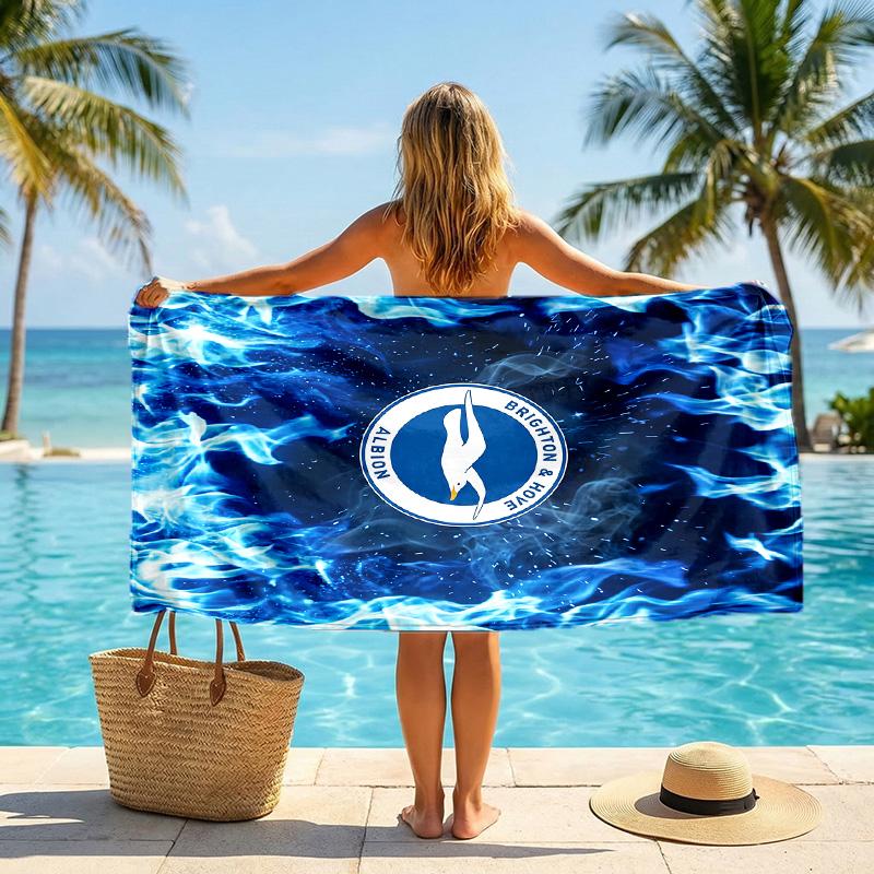 Пляжное полотенце Brighton & Hove Albion Football Мягкое из микрофибры Летнее полотенце Быстросохнущее Впитывающее полотенце для пляжа Бассейна Путешествий