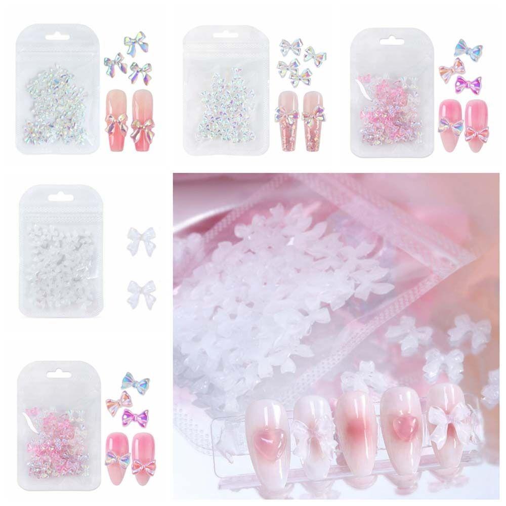 30 шт./компл. смоляные украшения для ногтей в виде банта, лента, бант, стразы для ногтей, маникюрный салон