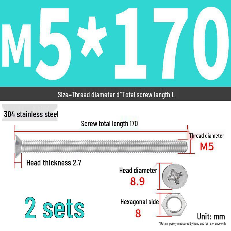 Набор Extra Long Phillips Flat Head Винтов и Гаек из Нержавеющей Стали 304 (2М, 3М, 4М)