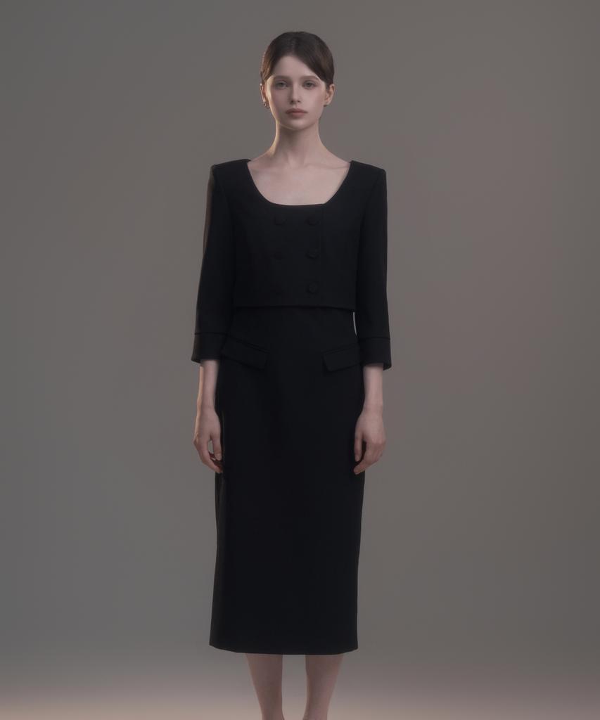 Mausolleum Celina Button Long Dress - Black