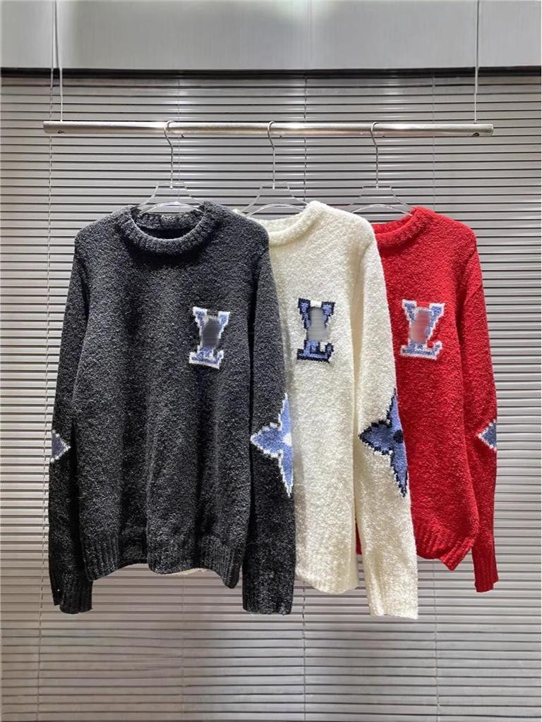 Men's and Women's Long-Sleeve Knitted Sweater with Donkey Family and Four-Leaf Clover Jacquard Design