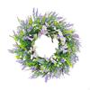 Artificial Flower Lavender Wreath Hanging Spring Summer Welcome Garland for Front Door Party