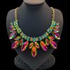 Statement Colorful Faux Crystal Necklace Glamorous Chunky Bib Cocktail Wedding Necklace