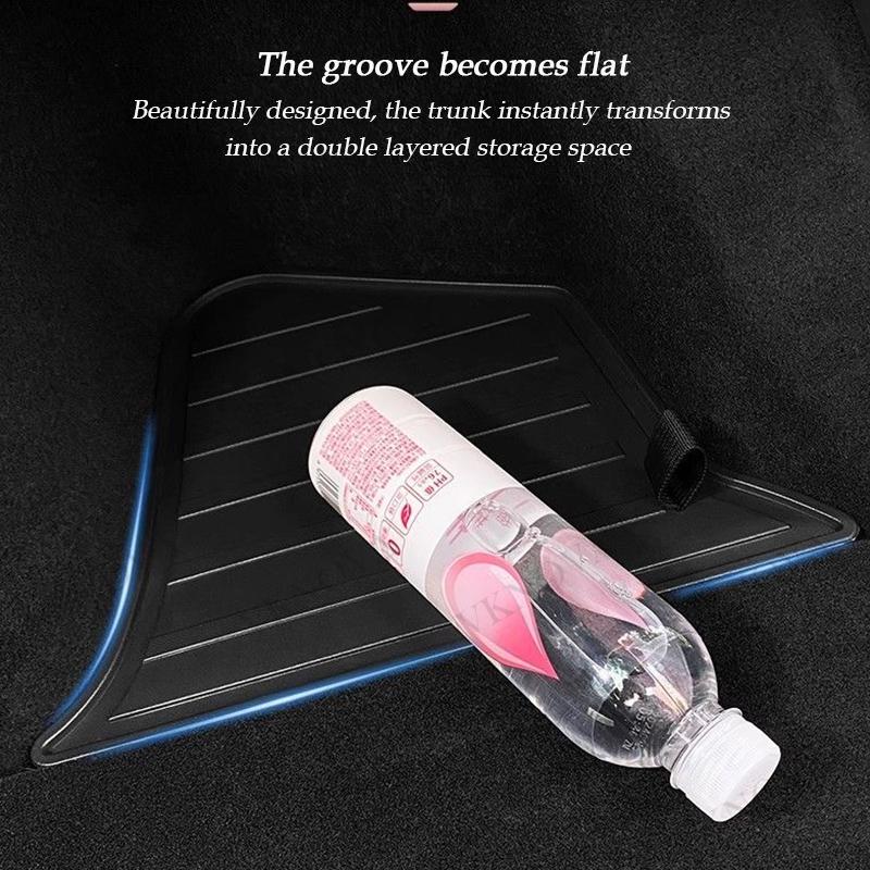 For Tesla New Model Y 2025 2026 Launch Juniper Rear Trunck Side Storage Box with Flocking or TPE Lids Covers and Drawstring