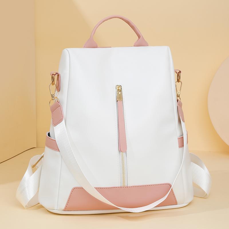 Рюкзак Color Block Anti-Theft, женская дорожная сумка из мягкой кожи, большой емкости