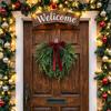 Artificial Pine Needle Christmas Wreath with Red Berries for Window Decoration