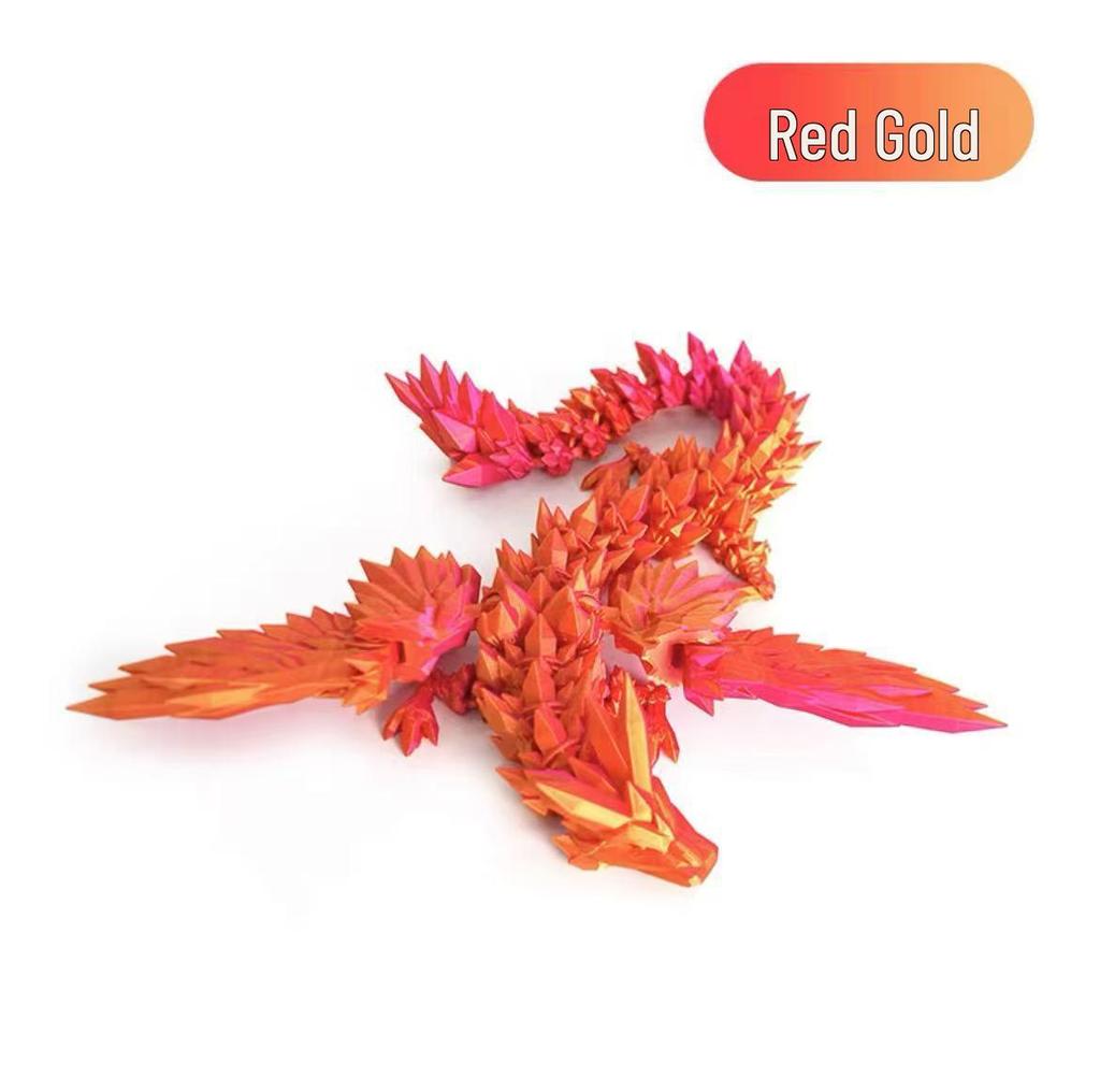 3D Printed Articulated Crystal Chinese Dragon Model – Fully Movable Flying Dragon Toy/Ornament