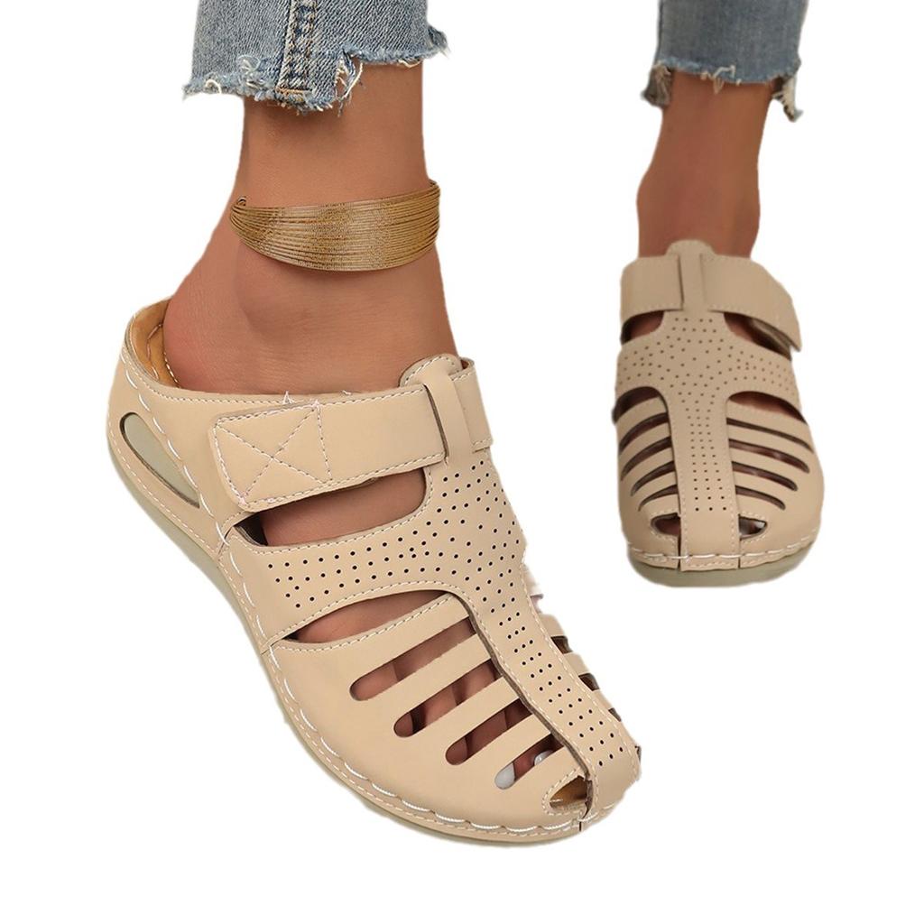 Большие размеры, летние повседневные женские тапочки в стиле ретро на танкетке с толстым дном и зашитым мешковиной