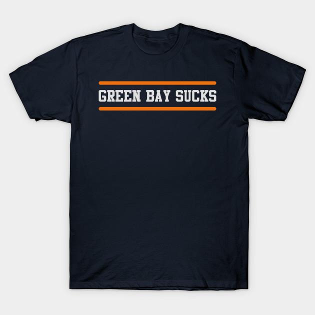 Asian Size Men Black Print T-shirt Chicago Bears &Quot;Green Bay Sucks&Quot; M10633 No-Cut Heat Transfer Print Cotton Tshirt