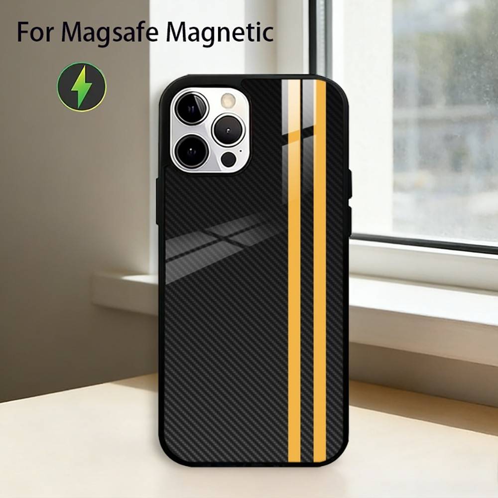 Автомобильный чехол из углеродного волокна для iPhone 17, 16, 15, 14, 13, 12, 11 Plus, Pro, магнитный, для беспроводной зарядки Magsafe