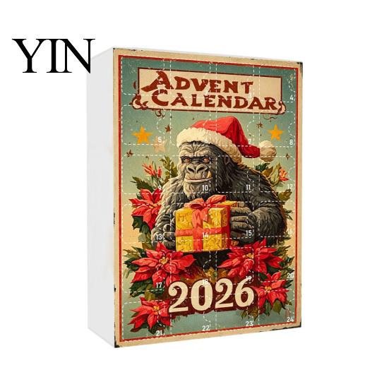 Christmas Gifts for Kids Advent Calendar, Ape Series 24 Day Countdown Box with Holiday Calendar Acrylic Pendants, Festive Tree Hanging Ornaments Home
