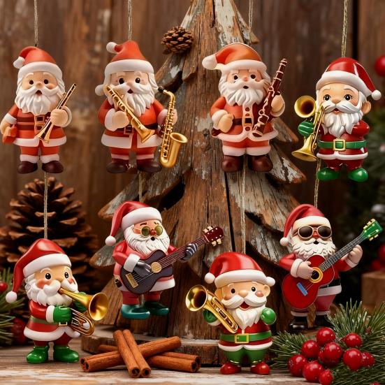 Дед Мороз Рождественские украшения 2D Плоское акриловое подвесное украшение для Рождества