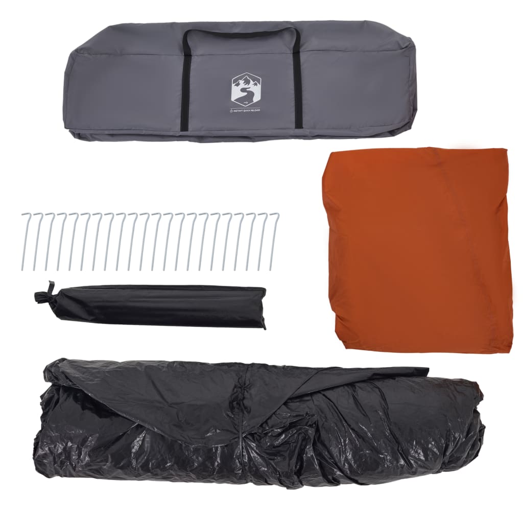 Family Tent with Porch 9 Person Capacity Gray and Orange Quick Release System