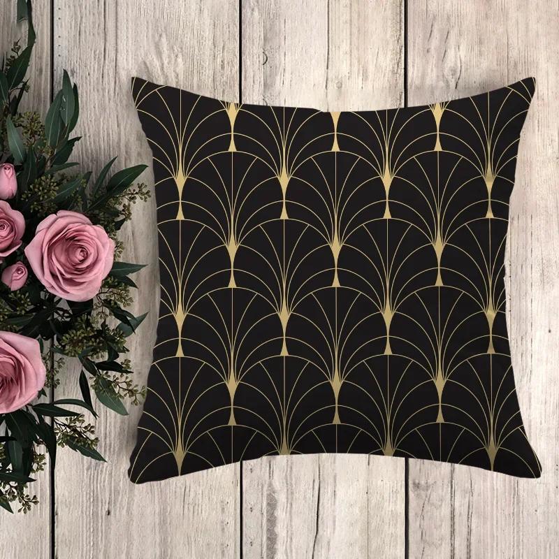 Подушка в стиле аниме с черным золотым принтом Декоративные наволочки Наволочка для дивана Подушки Чехол для подушки x Декоративные подушки