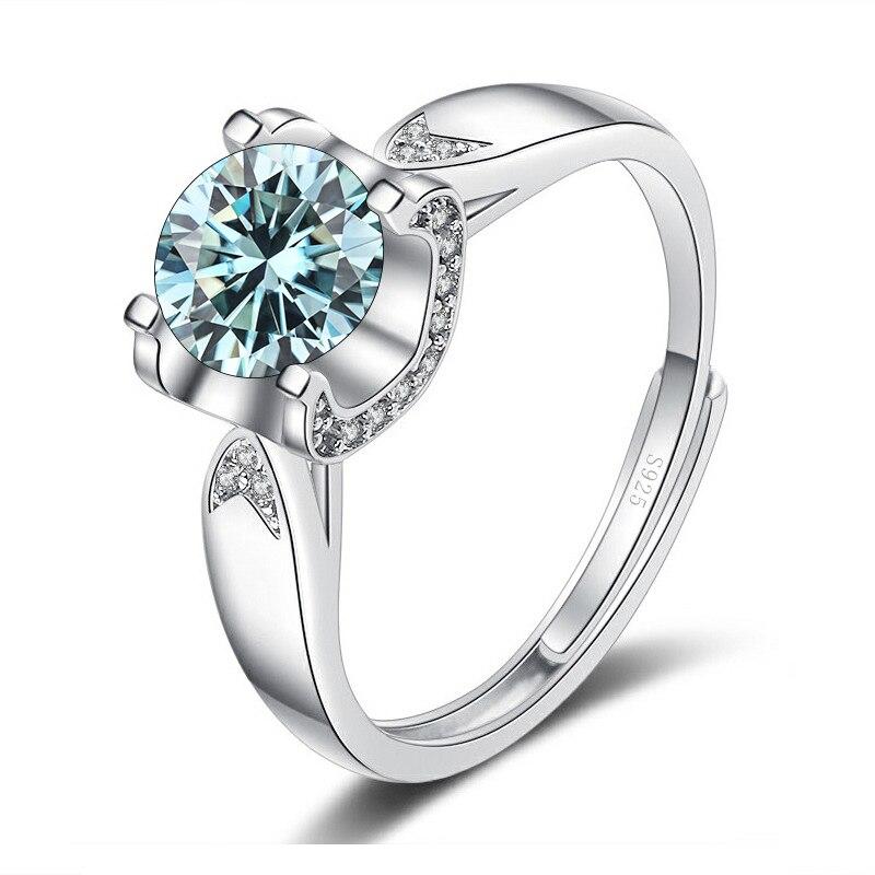 Bague Ringen Diamond-encrusted Dovetail Bull's Head Four Claws Mosanite Ring Female Simple Marriage Engagement 1or 2ct Carat Ring