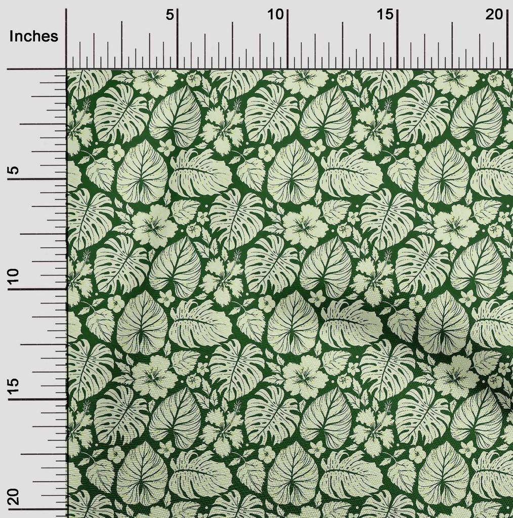 oneOone Cotton Flex Green Fabric Leaves Dress Material Fabric Print Fabric By The Yard 40 Inch