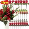 Artificial Simulated Plants Berry Branch Pine Grass Red Berries Flowers DIY Wreath Christmas Tree Ornaments Xmas Home Decoration