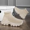 Spring Fly-woven Short Boots Thick-soled Lightweight Elastic Socks Shoes Couple High-top Mesh Sports Casual Shoes Women's Boots