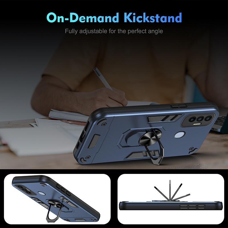 Противоударный чехол-броня для Tecno Spark 7 / Tecno Spark 7 Pro / Spark 7P с магнитной подставкой и жесткой задней крышкой