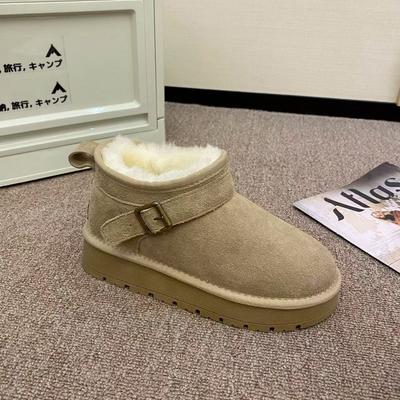 [Фанфна] хлопковые туфли на толстой подошве для женской зимы 2025 года, новые бархатные утепленные теплые короткие ботинки, водонепроницаемые и нескользящие хлопковые туфли для женщин