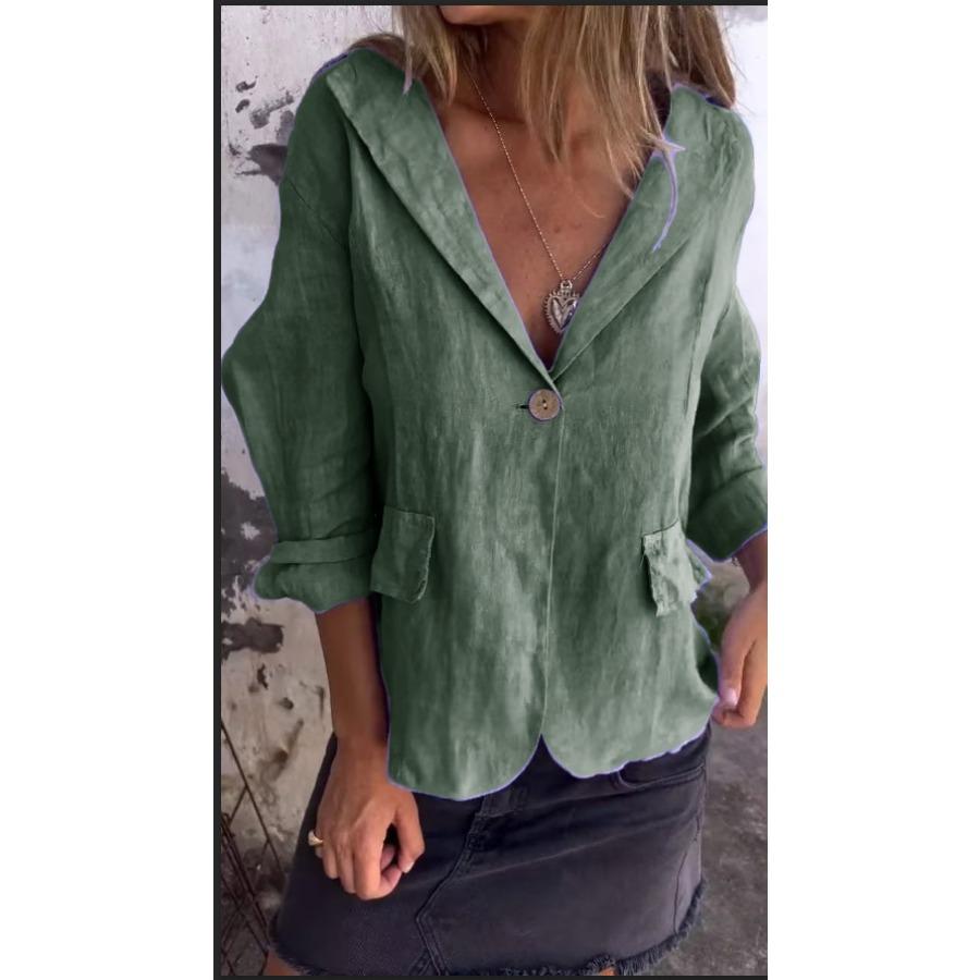 Women Soft Breathable Thin Coat Spring Plus Size Vintage Button Down Blazer Casual Solid Color Autumn Lapel Blazer Coat Ladies