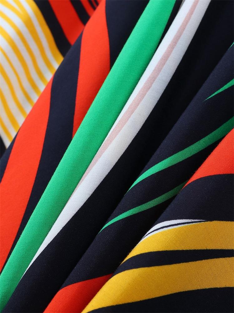 EDOLYNSA Boho Women's Plus Size Kaftan Beach Maxi Dress Summer Striped Print Beachwear Swimsuit Cover Up V-neck Loose House Dresses Q1628