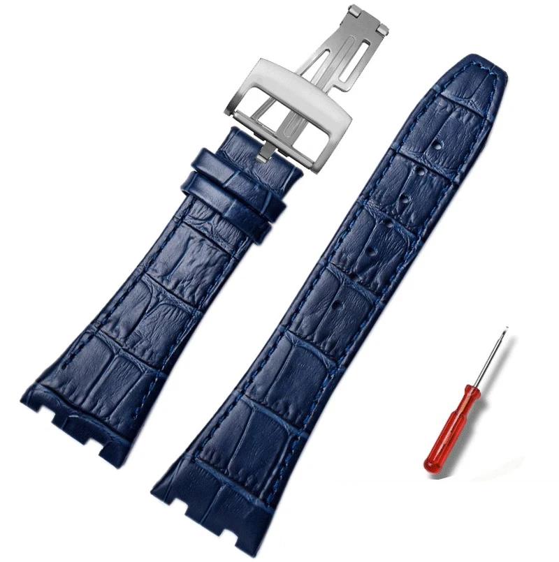 Top Layer Genuine Leather Watch Strap for AP Audemars15400 Royal Oak Offshore Series Male 26mm Blue Black Brown Watchbands