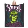 Плед из флиса с принтом группы Ghost Rock Мягкий многофункциональный плед для кровати, путешествий, покрывало