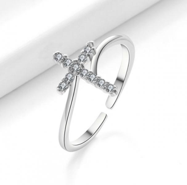 Dainty Sparkling Zircon Cross Ring for Women Silver Color Adjustable Open Finger Ring 2026 Trend Party Jewelry Best Friend Gift