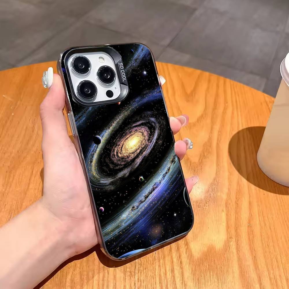 Чехол для телефона Космос Галактика Вселенная Для iPhone17 16 15 14 13 12 Pro Max Серый Черный Матовый Лазерный Металлик Аврора Funda