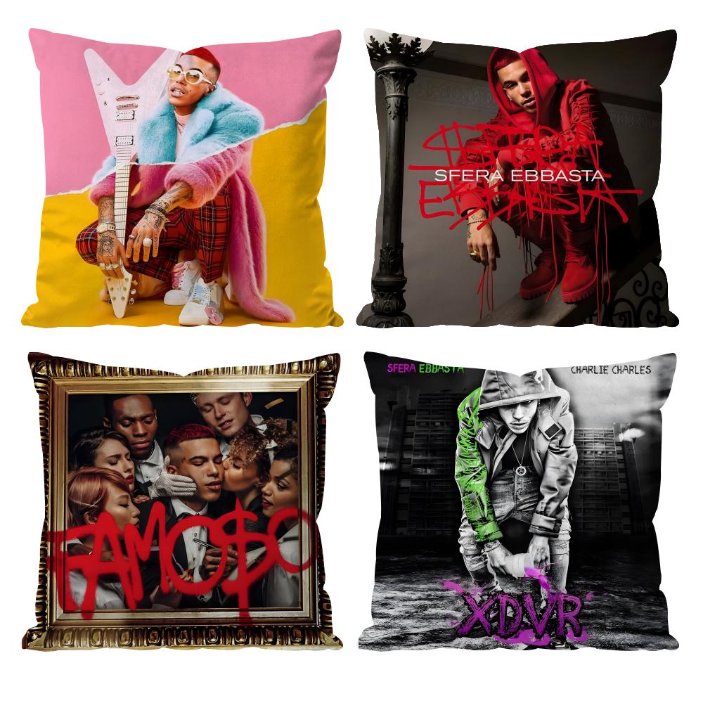 Rapper S-Sfera Ebbasta Singer cool Cushion Cover Pattern Printed Pillowcase for Living Room Sofa Cushion Cover & Bedroom Decor