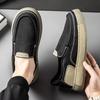 Fashion Men's Beige Canvas Slip On Sneakers - Thick Sole Rubber Sole Minimalist Stitching Casual and Comfortable for Women Hiking Shoe