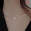 Double Heart Necklace Stainless Steel Hollow Heart Pendant Clavicle Necklace
