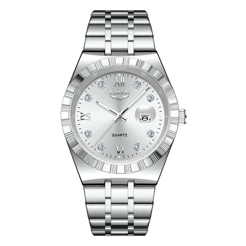 Мужские Модные Деловые Часы Мужские Спортивные Черные из Нержавеющей Стали Роскошные Светящиеся Водонепроницаемые Мужские Кварцевые Часы