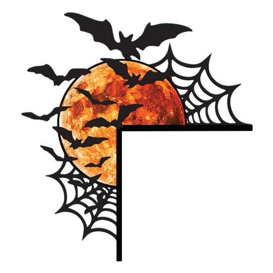 Украшение на дверь на Хэллоуин Паутина Летучая мышь Луна Дверная рама Угловой декор для дома