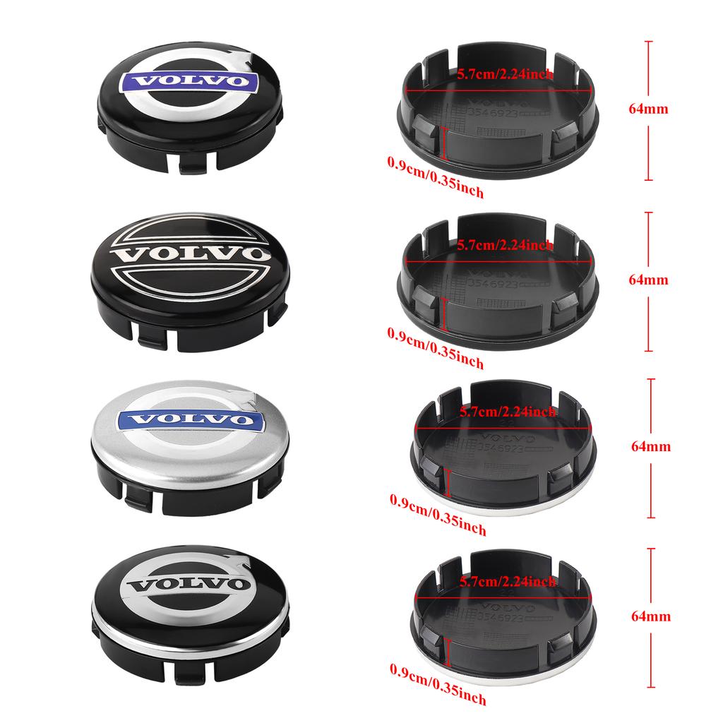 4Pcs 64mm Car Wheel Center Hub Caps Badge Decal Wheel Cover For Volvo R V50 S40 XC90 XC60 V40 V60 XC70 C30 S60 S80 V70 XC40 V90