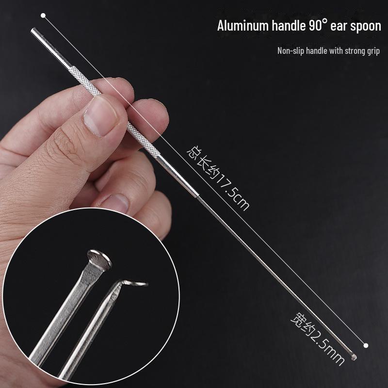 Набор инструментов для чистки ушей с алюминиевой ручкой: Большие и маленькие ложки-сверла, лопатка, ватная палочка, крючок для ушной серы, грибовидный сверло.