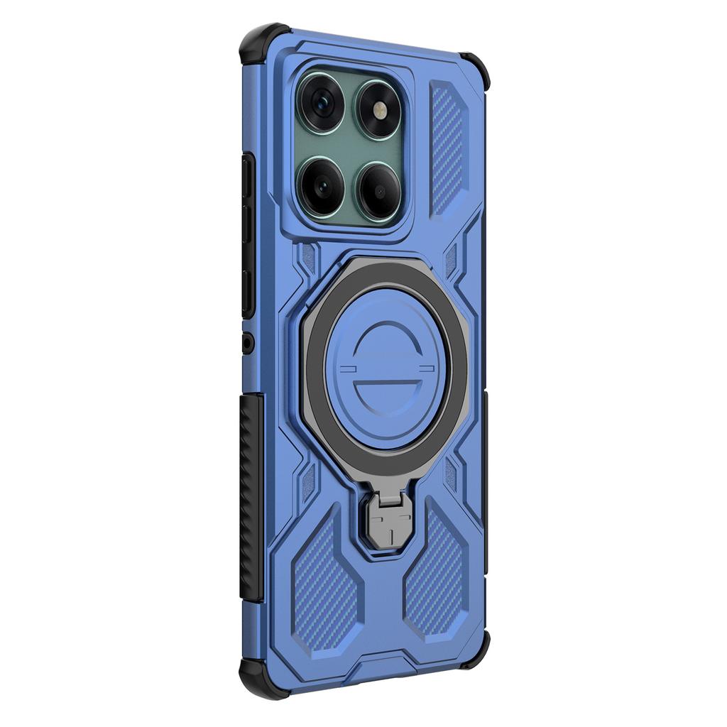 Магнитный чехол для Motorola Edge 60 Fusion 5G, вращающаяся металлическая подставка, задняя крышка телефона из ПК+ТПУ