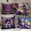 Christmas Snowman Pillow Cover Christmas Tree Gift Pile Home Bedroom Decoration Cushion Cover Bedside Pillow