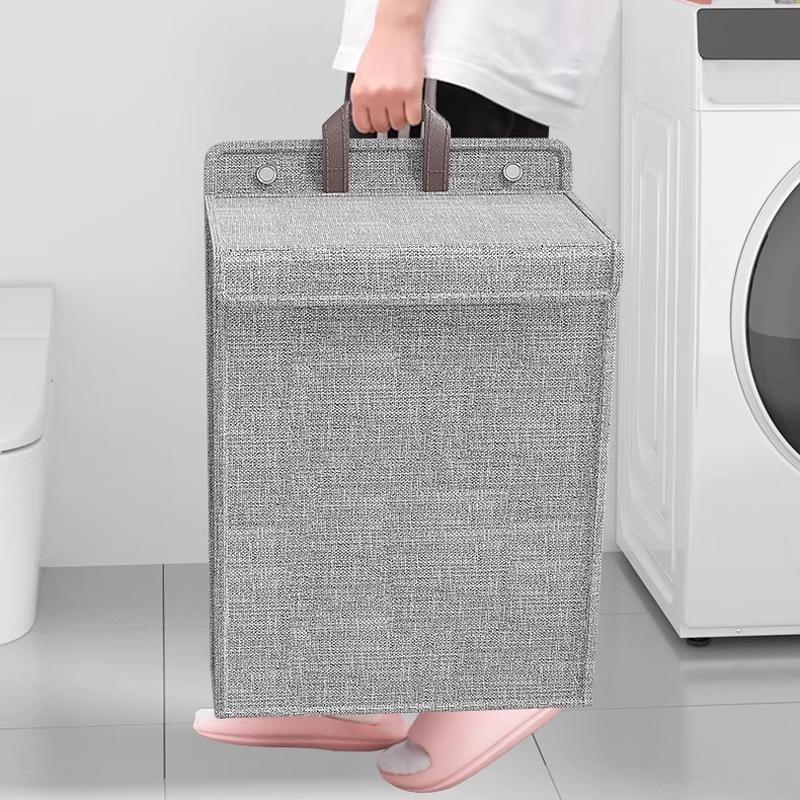 Household Laundry Basket Hamper Foldable Adhesive Multifunctional Punch Free Wall Hanging Washing Clothes Mesh Hook Organizer