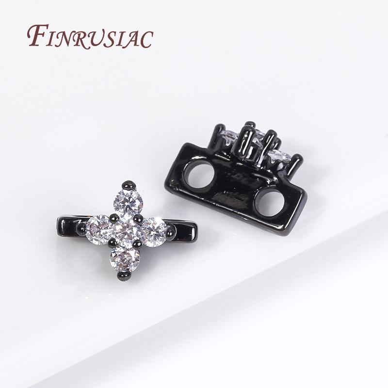 18K Gold Plated Multi-designs Zircon Flower Spacer Bars 2/3 Holes Separators for Strand Beads Jewelry Making Accessories