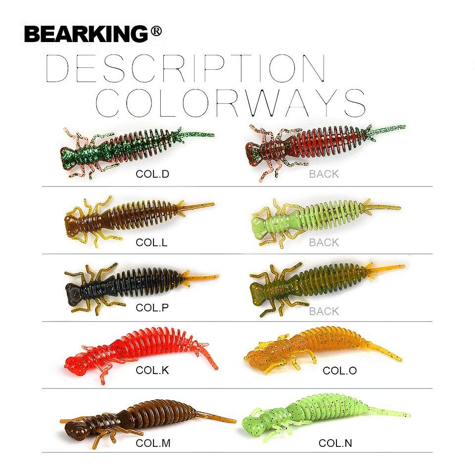 Мягкие приманки Bearking Larva, 5 см, 1 г, 10 шт./пакет, искусственный силиконовый окунь, щука, гольян, приманка для плавания, отсадка, пластиковые приманки, червь